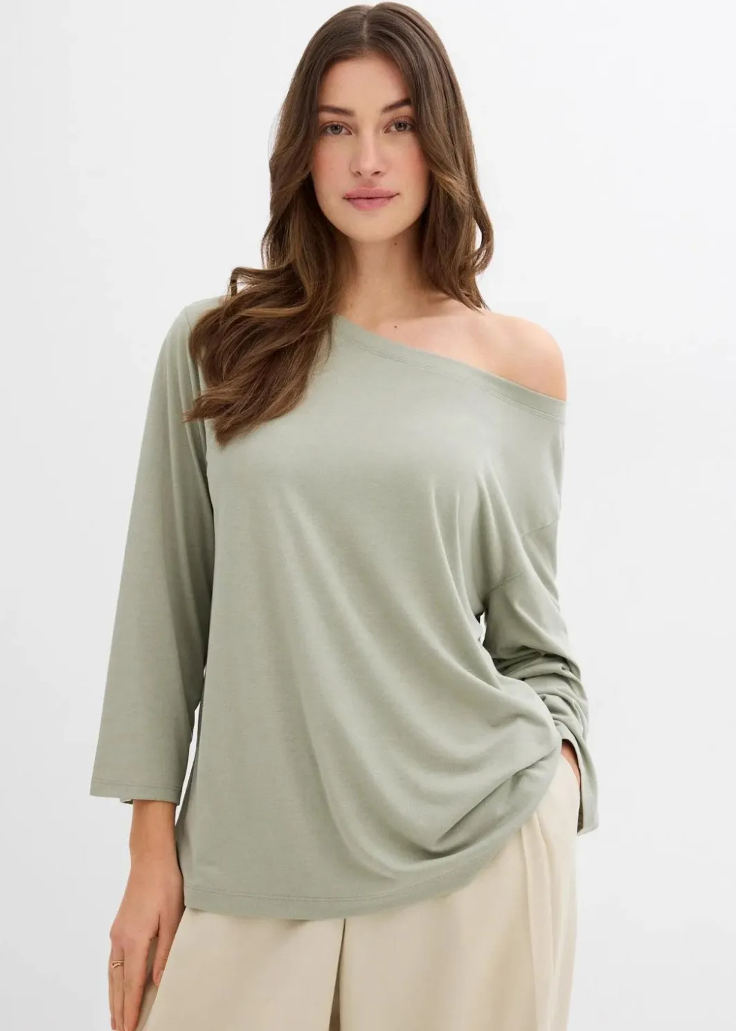 Outlet Off-Shoulder-Shirt aus softem Modal-Mix Damen Shirts & Tops