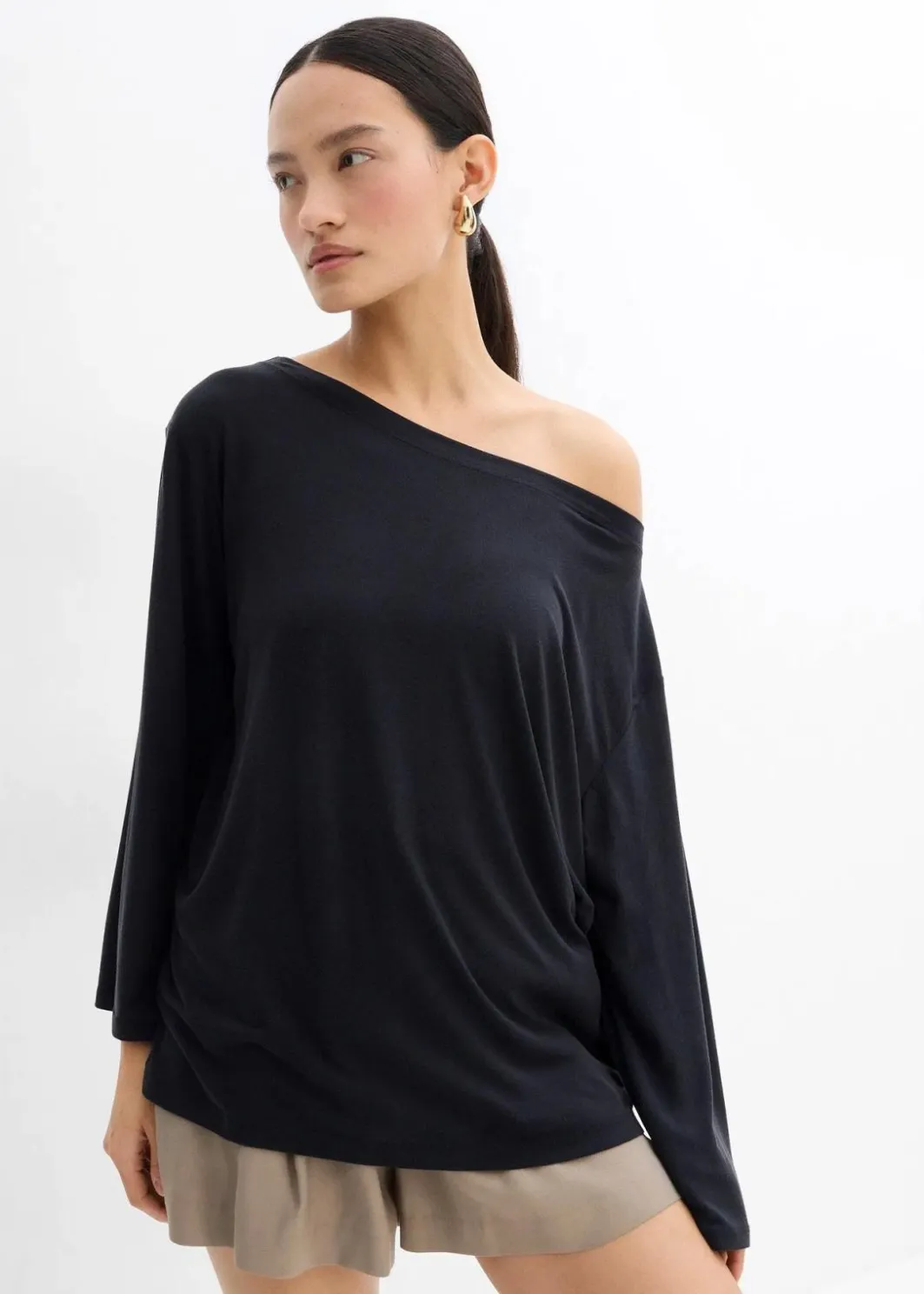 Damen bonprix Shirts & Tops|Off-Shoulder-Shirt aus softem Modal-Mix