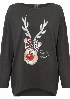 Best Off-Shoulder-Shirt mit Weihnachtsmotiv Damen Shirts & Tops