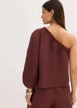Discount One-Shoulder Bluse mit Leinenanteil Damen Blusen & Tuniken