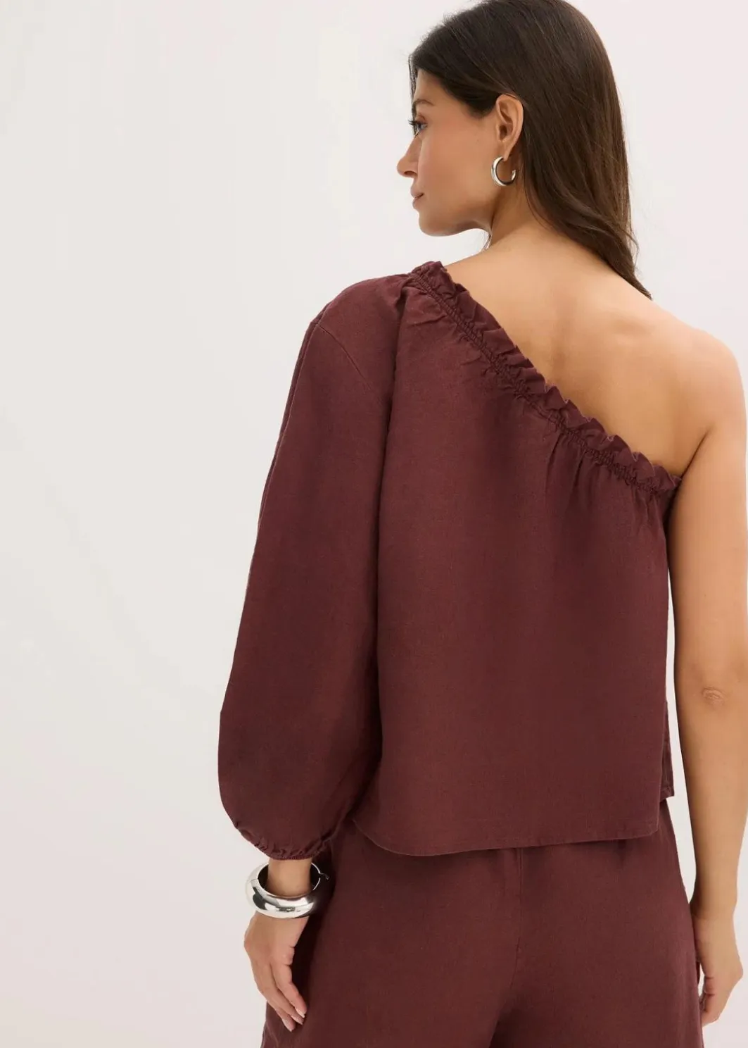Discount One-Shoulder Bluse mit Leinenanteil Damen Blusen & Tuniken