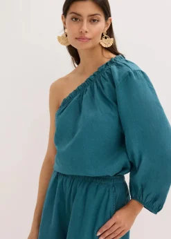 Damen bonprix Blusen & Tuniken|One-Shoulder Bluse mit Leinenanteil