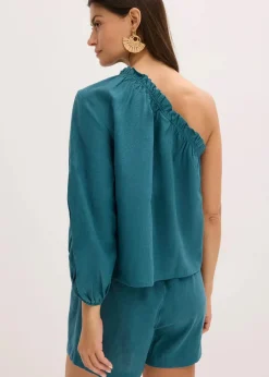 Damen bonprix Blusen & Tuniken|One-Shoulder Bluse mit Leinenanteil