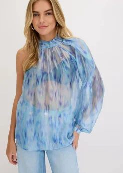 Damen bonprix Blusen & Tuniken|One-Shoulder Chiffonbluse mit leichter Transparenz