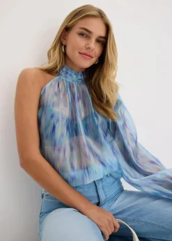 Damen bonprix Blusen & Tuniken|One-Shoulder Chiffonbluse mit leichter Transparenz
