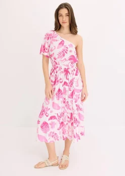 One-Shoulder-Kleid aus strukturierter Viskose Damen Nachhaltigere Materialien|Kleider