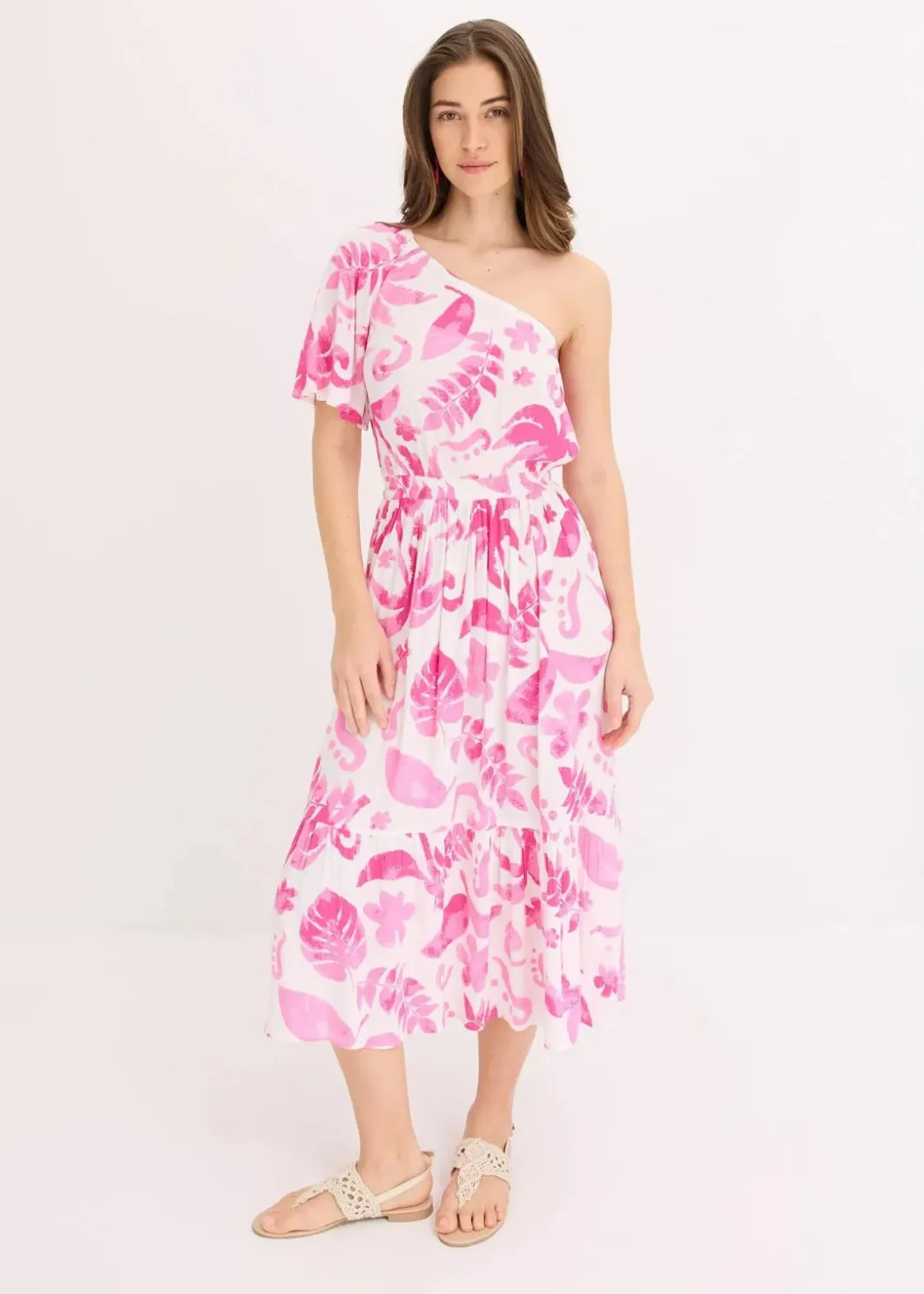 One-Shoulder-Kleid aus strukturierter Viskose Damen Nachhaltigere Materialien|Kleider