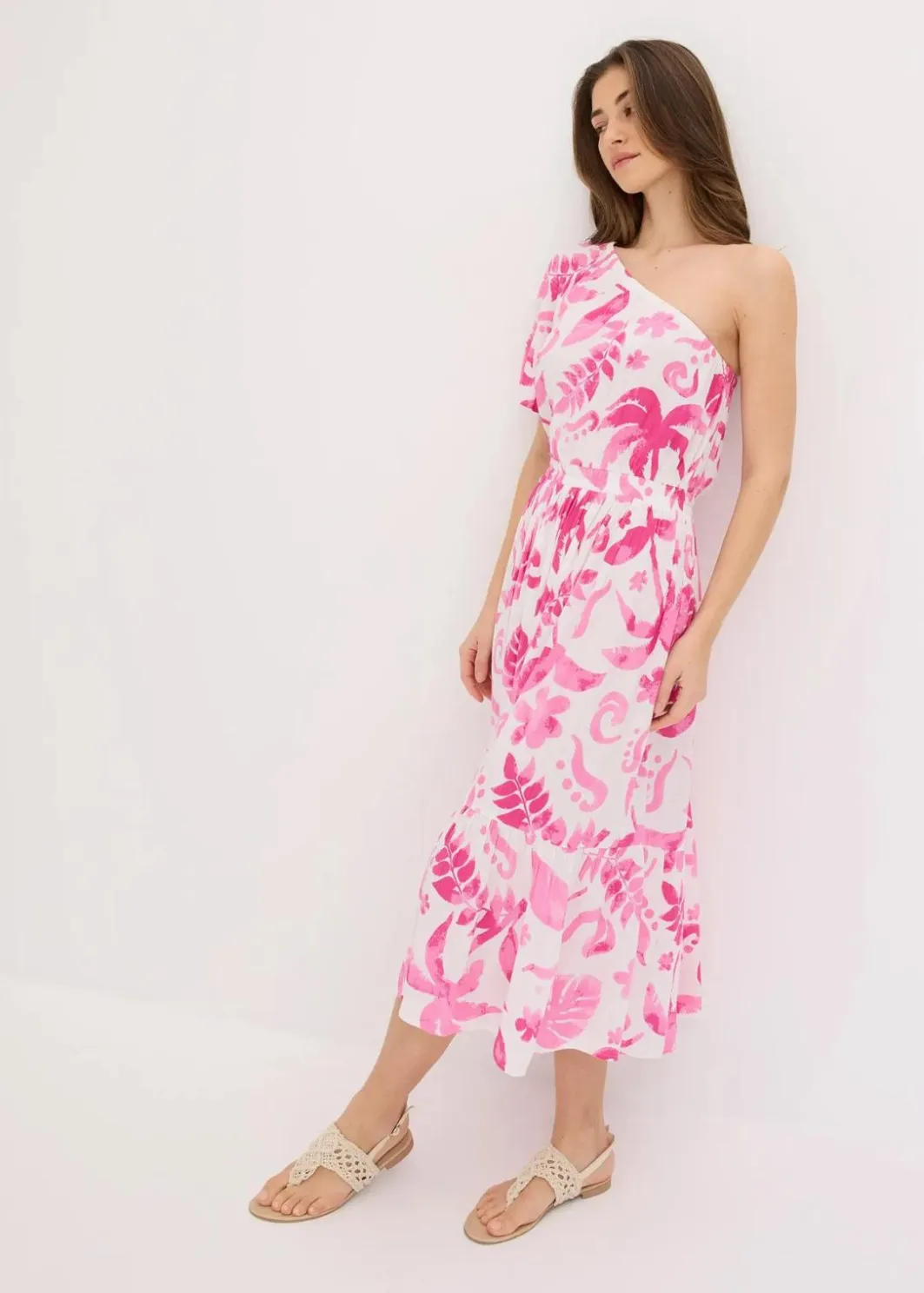 One-Shoulder-Kleid aus strukturierter Viskose Damen Nachhaltigere Materialien|Kleider