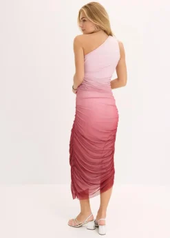Damen bonprix Kleider|One-Shoulder-Kleid mit Mesheinsatz