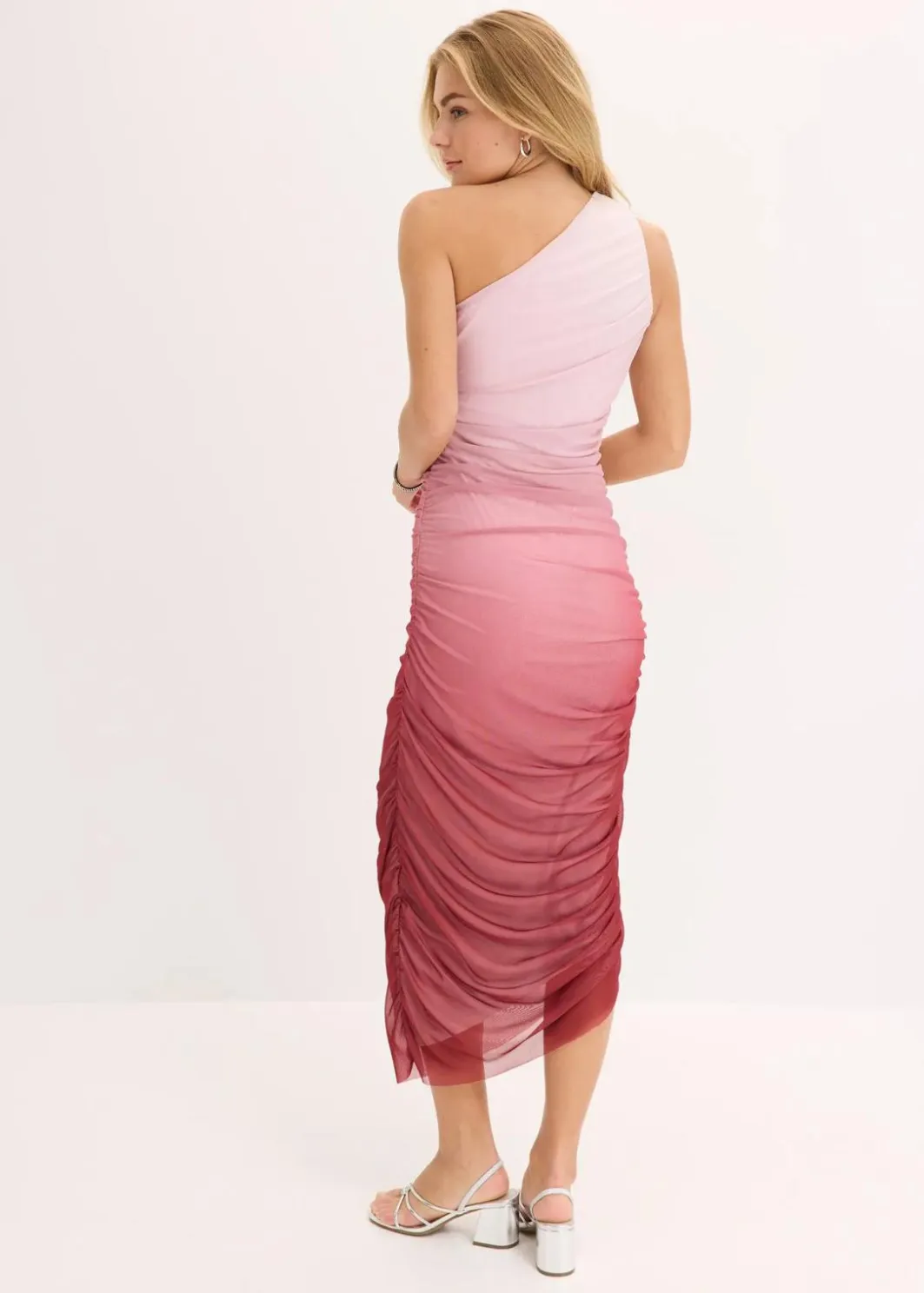 Damen bonprix Kleider|One-Shoulder-Kleid mit Mesheinsatz