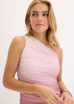 Damen bonprix Kleider|One-Shoulder-Kleid mit Mesheinsatz