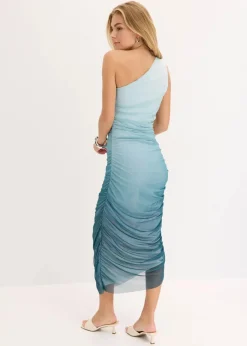 Damen bonprix Kleider|One-Shoulder-Kleid mit Mesheinsatz