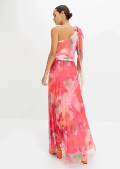 Damen bonprix Kurzgrößen|Kurzgrößen|One-Shoulder-Kleid mit plissiertem Tüllrock
