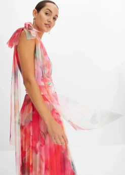 Damen bonprix Kurzgrößen|Kurzgrößen|One-Shoulder-Kleid mit plissiertem Tüllrock