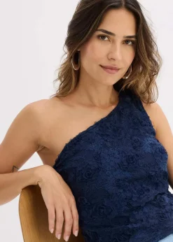 Damen bonprix Shirts & Tops|One-Shoulder-Top mit Stickerei