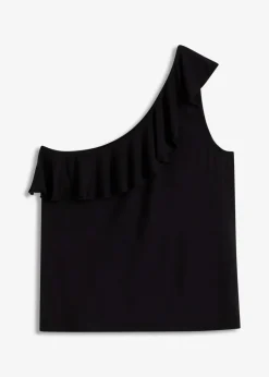 Damen bonprix Shirts & Tops|One-Shoulder-Top mit Volant aus softem Viskose-Mix
