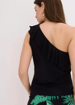 Damen bonprix Shirts & Tops|One-Shoulder-Top mit Volant aus softem Viskose-Mix