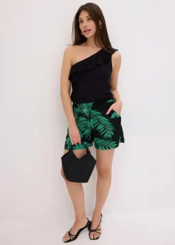Damen bonprix Shirts & Tops|One-Shoulder-Top mit Volant aus softem Viskose-Mix