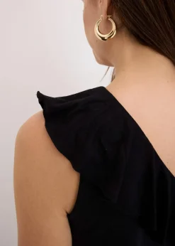 Damen bonprix Shirts & Tops|One-Shoulder-Top mit Volant aus softem Viskose-Mix