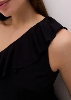 Damen bonprix Shirts & Tops|One-Shoulder-Top mit Volant aus softem Viskose-Mix