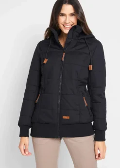 Damen bonprix Bekleidung·Hosen|Jacken & Mäntel|Outdoorjacke mit Lederimitat-Details