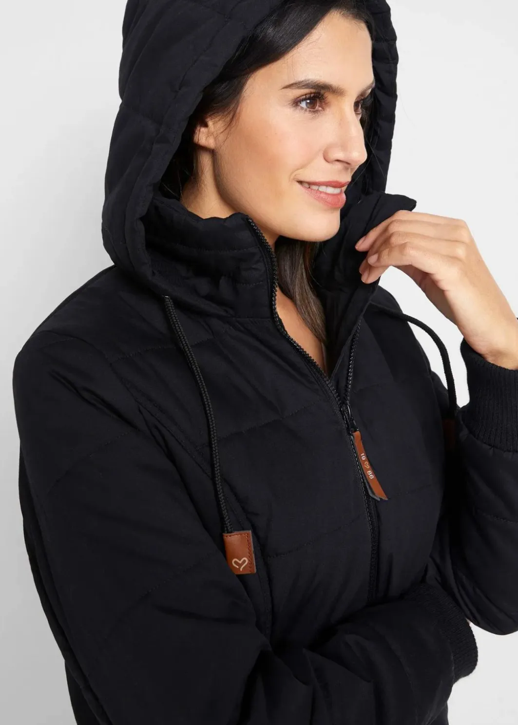Damen bonprix Bekleidung·Hosen|Jacken & Mäntel|Outdoorjacke mit Lederimitat-Details