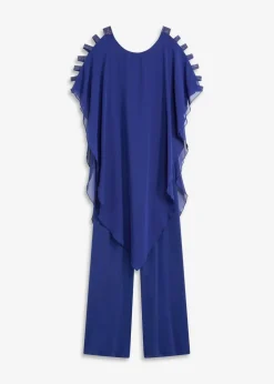 Damen bonprix Kurzgrößen|Bekleidung·Homewear|Overall mit Überwurf aus feinem Chiffon