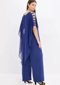 Damen bonprix Kurzgrößen|Bekleidung·Homewear|Overall mit Überwurf aus feinem Chiffon