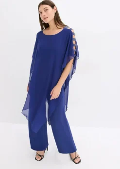 Damen bonprix Kurzgrößen|Bekleidung·Homewear|Overall mit Überwurf aus feinem Chiffon