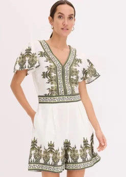 Damen bonprix Jumpsuits|Overall mit Leinenanteil
