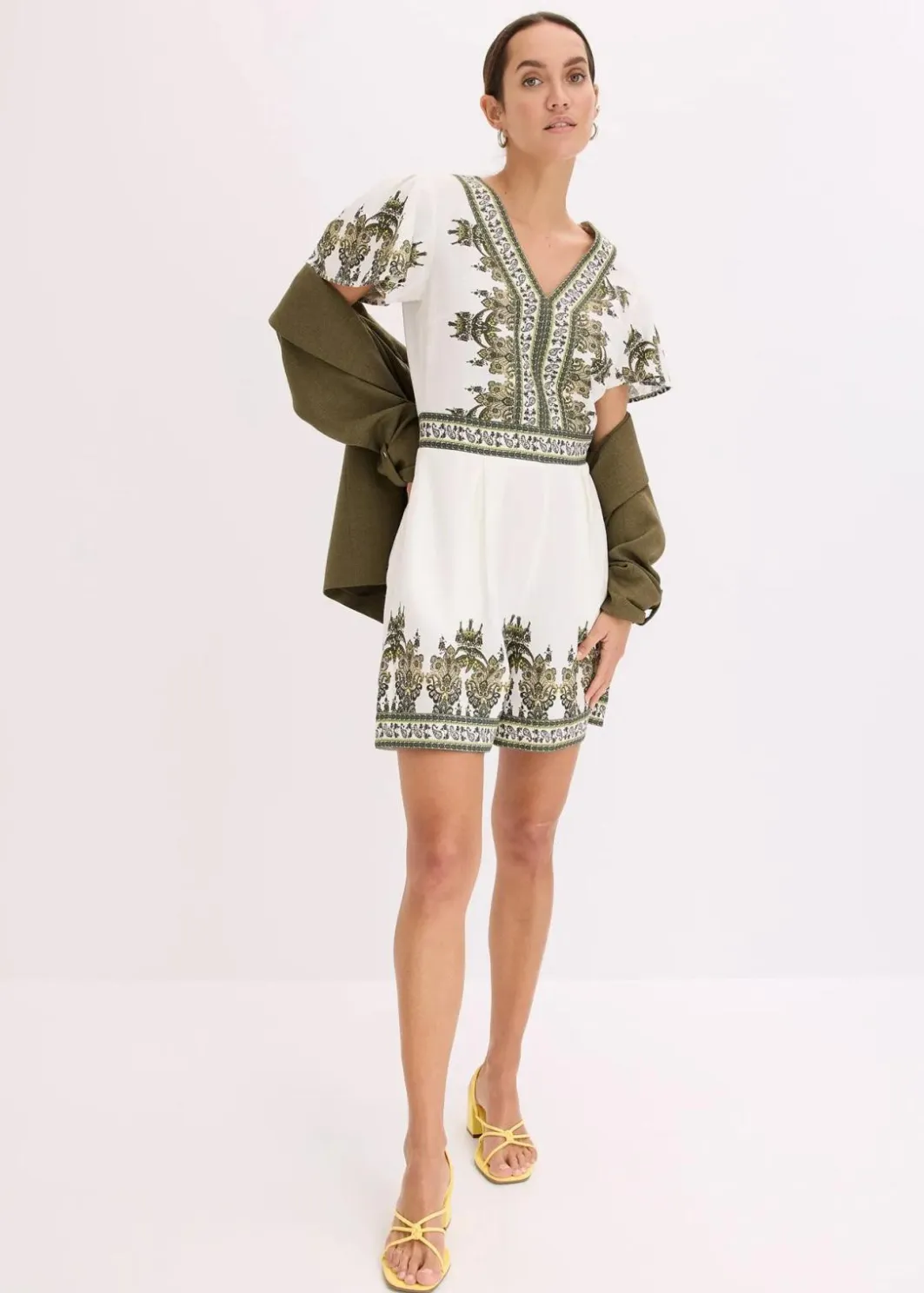 Damen bonprix Jumpsuits|Overall mit Leinenanteil