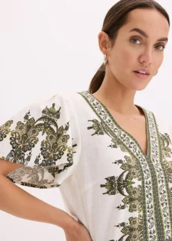 Damen bonprix Jumpsuits|Overall mit Leinenanteil