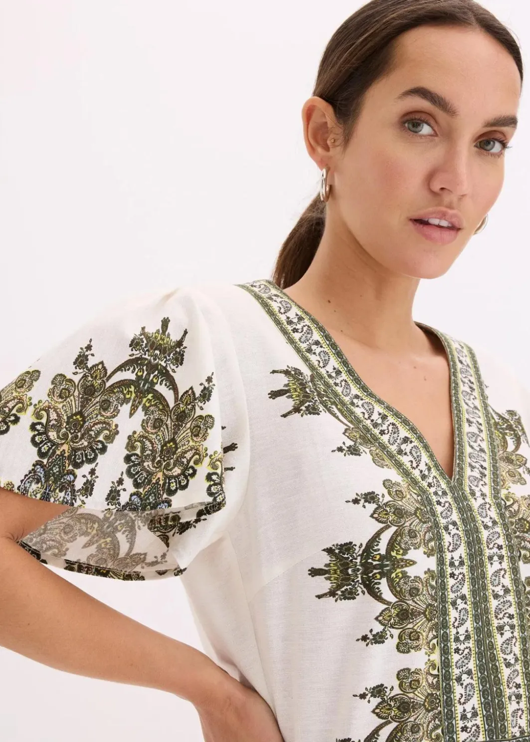 Damen bonprix Jumpsuits|Overall mit Leinenanteil