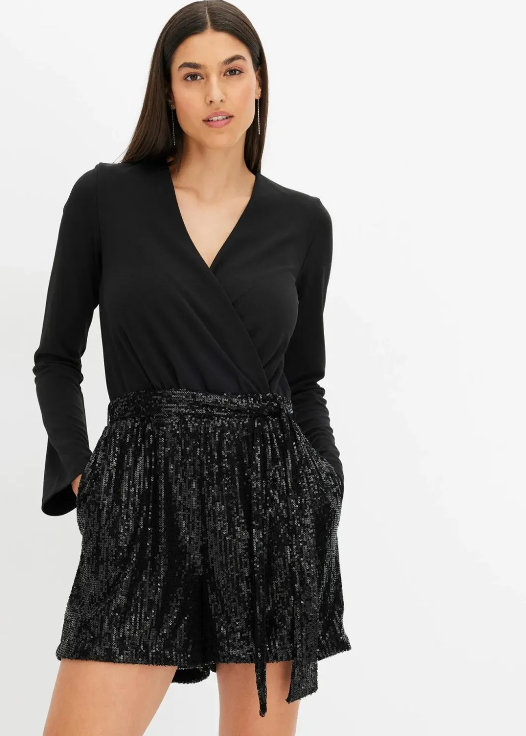 Sale Overall mit Pailletten Damen Jumpsuits|Kurzgrößen