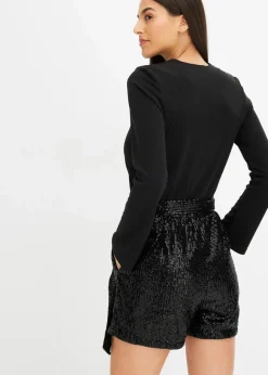 Damen bonprix Kurzgrößen|Jumpsuits|Overall mit Pailletten