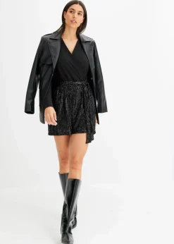 Damen bonprix Kurzgrößen|Jumpsuits|Overall mit Pailletten