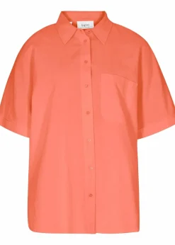 Sale Oversize Halbarmbluse mit Leinen Damen Bekleidung·Jacken & Mäntel|Blusen & Tuniken