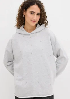 Damen bonprix Bekleidung·Blusen & Tuniken|Sweat|Oversize Hoodie mit Ziersteinen