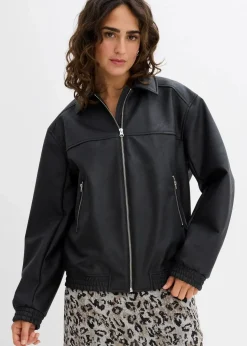 Clearance Oversize Lederimitat-Jacke Damen Nachhaltigere Materialien|Jacken & Mäntel