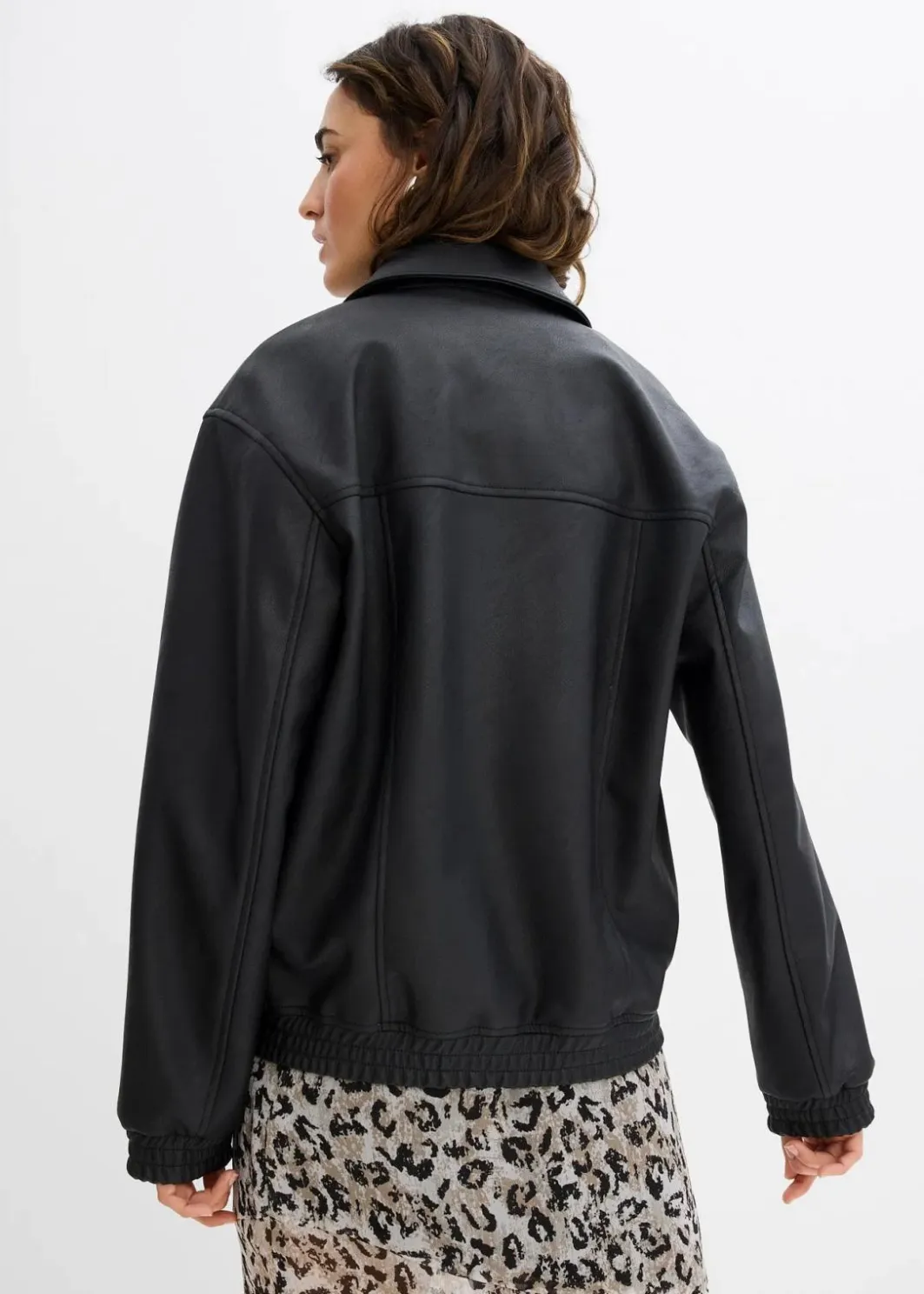 Clearance Oversize Lederimitat-Jacke Damen Nachhaltigere Materialien|Jacken & Mäntel