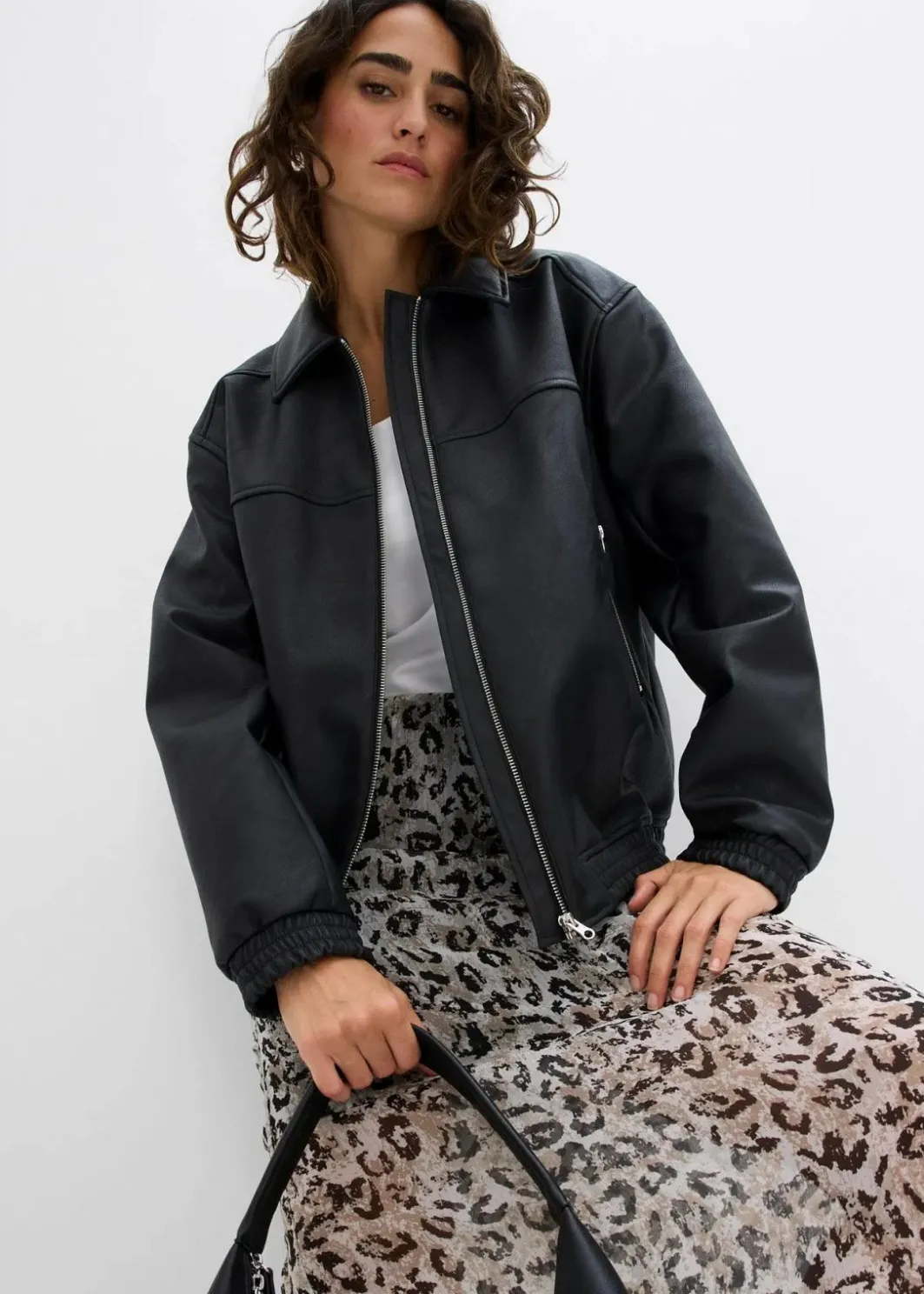 Clearance Oversize Lederimitat-Jacke Damen Nachhaltigere Materialien|Jacken & Mäntel