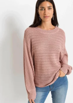 Hot Oversize Lochstrick-Pullover Damen Strickmode|Pullover & Strickjacken