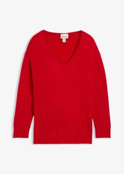 Damen bonprix Pullover & Strickjacken|Strickmode|Oversize Longpullover mit Seitenschlitzen