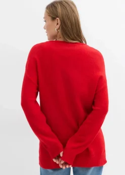Damen bonprix Pullover & Strickjacken|Strickmode|Oversize Longpullover mit Seitenschlitzen