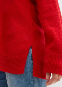 Damen bonprix Pullover & Strickjacken|Strickmode|Oversize Longpullover mit Seitenschlitzen