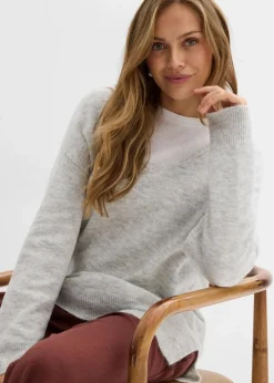 Damen bonprix Bekleidung·Umstandsmode|Bekleidung·Jeans|Oversize Longpullover mit Seitenschlitzen