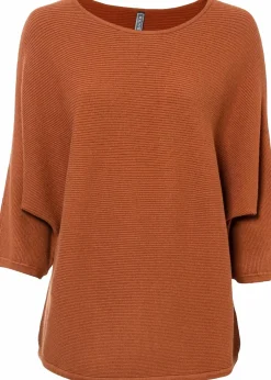 Damen bonprix Strickmode|Pullover & Strickjacken|Oversize Ripp-Pullover aus Viskose-Mix