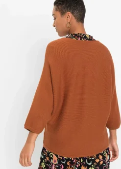 Damen bonprix Strickmode|Pullover & Strickjacken|Oversize Ripp-Pullover aus Viskose-Mix