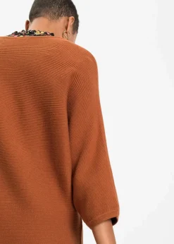 Damen bonprix Strickmode|Pullover & Strickjacken|Oversize Ripp-Pullover aus Viskose-Mix