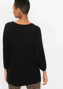 Damen bonprix Strickmode|Pullover & Strickjacken|Oversize Ripp-Pullover aus Viskose-Mix